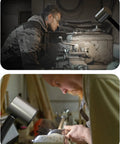 Built Tough LED Work Light With Flexible Gooseneck illuminating lathe and milling machines in workshop settings