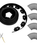 2 Inch Garden Edging Kit, 40 Ft Black Landscape Border with 80 Spikes and 1 Pruning Shears, Quick Set Edging Kit