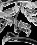 Thirty Piece Set Of Transparent Valance Clips For Window Blinds 2.5 Inch Hidden Track Holders showing clear plastic clips for easy installation.