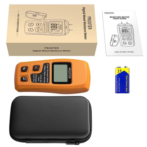 Wood Moisture Meter Digital Pin Type Moisture Detector For Wood Firewood Paper And Floor with accessories displayed