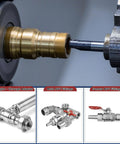 Image of metal hose adapters and stainless fittings, including straight-through, male, and female NPT fittings, used for various applications.