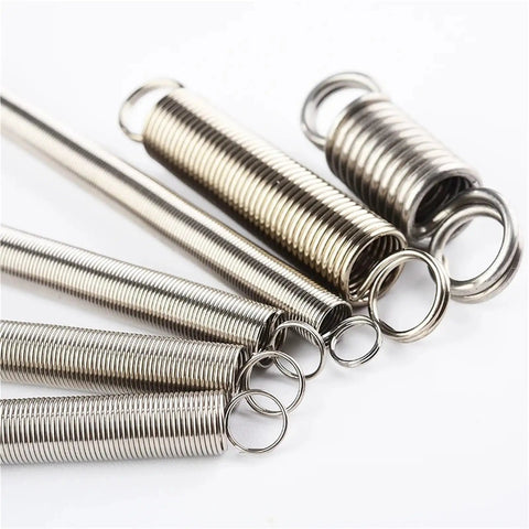 Must Have Stainless Steel Tension Springs With Hooks arranged, showcasing 10mm diameter and 20mm length extension coils.
