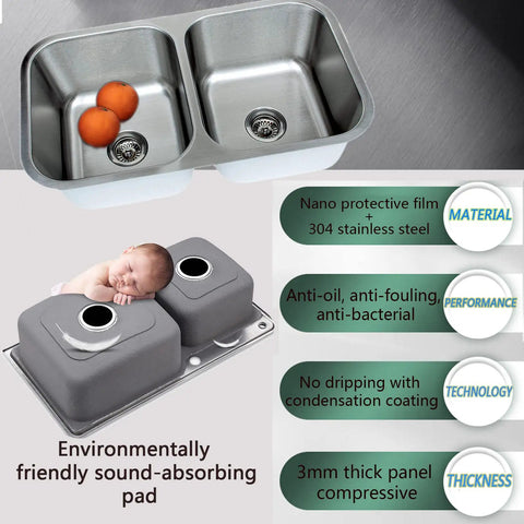 Craftsmen Series 33 Inch Equal Double Bowls Kitchen Sink With 9 Inch Deep Basins Brushed Matte Finish 18 Gauge 304 Stainless Steel