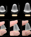 Heavy Duty Thirty Two Piece Cone Shaped Clear Rubber Bumpers With Powerful Self Adhesive Backing For Household Furniture That Is Bound To Keep Your Floors Looking Sharp, displayed in size variations.