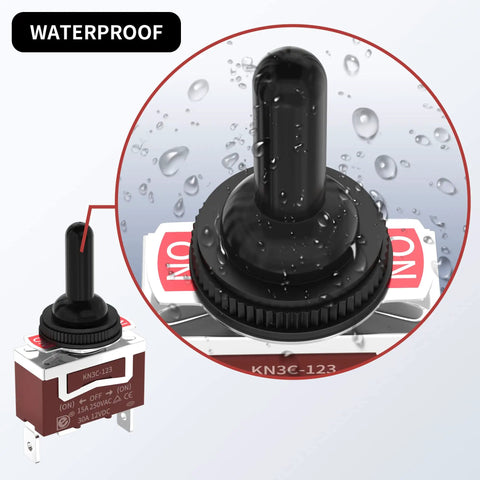 12V 30A 3 Way Waterproof SPDT Toggle Switch ON OFF ON for Marine Boat Winch, Tough As Nails Heavy Duty 12VDC, Durable Electrical Switch, 4 Pack, Waterproof IP67 Marine Grade Switches for Auto Boat Use black toggle switch with waterproof cap