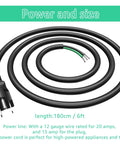 Heavy Duty 6 Foot 12 Gauge 3 Prong Replacement Power Cord Cable 110V 120V 15 Amp Plug for Appliances Power Tools and Dishwashers 12 AWG 3 Conductor Wire Pigtail
