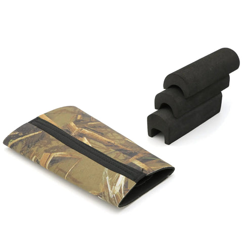 Adjustable Comb Raising Kit For Buttstock With Neoprene Sleeve And EVA Foam Cheek Pad To Boost Your Aim Sight Alignment And Shooting Accuracy On Rifles Now. Kit components shown.