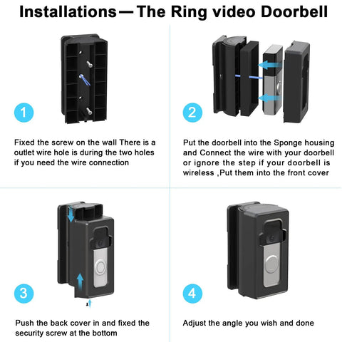 Installation steps for Adjustable Video Doorbell Corner Mount With Anti Theft Design From 30 To 140 Degrees Compatible With Video Doorbell 2 3 3 Plus 4 And 2020 Release No Fuss Setup For Apartments Rentals Dorms
