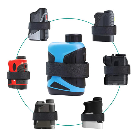 Various rangefinders with Dope Golf Rangefinder Magnetic Holder With Adjustable Strap For Golf Cart Railing