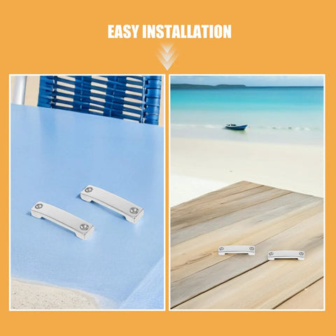 Heavy Duty Stainless Steel Bimini Top Eyelet Loop Pad Hardware 4 Pack Tie Down Straps Mounts For Boat Kayak Camper And Buggy With Noise Reducing Design And Versatile Strap Compatibility installed on deck