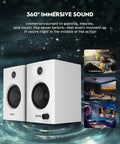 60W Desktop Computer Speakers For Gaming And Music With Bluetooth 5.3 USB Powered Crisp Bass Desk Space Saving Stereo 2.0 System