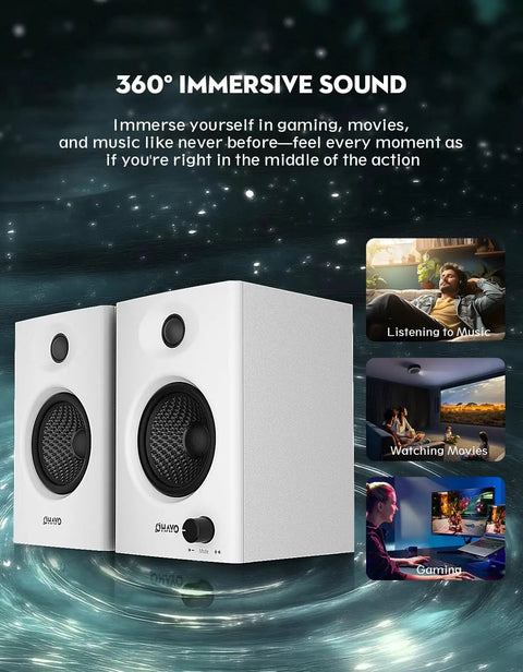60W Desktop Computer Speakers For Gaming And Music With Bluetooth 5.3 USB Powered Crisp Bass Desk Space Saving Stereo 2.0 System