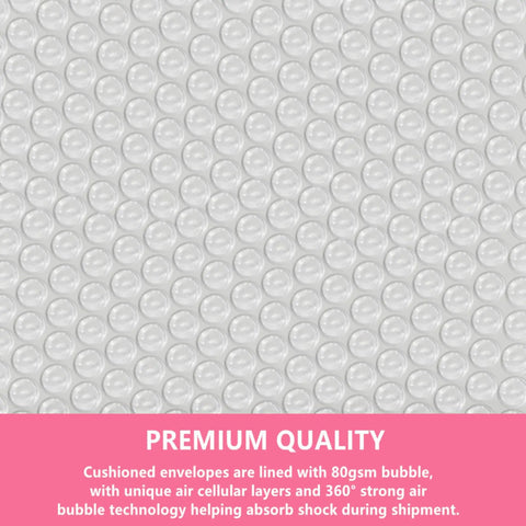 Close-up view of premium bubble cushioning from 3.5 By 5.9 Inch Bubble Mailers 12 Pack Thick Poly Padded Envelopes Self Seal Opaque Pink Shipping Bags.