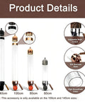Product details of Wall Mounted Coffee Bean Dispenser With Slick Glass Tube And Rugged Steel Base in various sizes 60cm to 140cm.