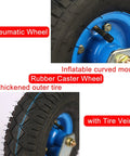 Tough As Nails Heavy Duty Industrial Casters With 8In And 10In Pneumatic Rubber Tires displaying dual ball bearings and thickened outer tire.