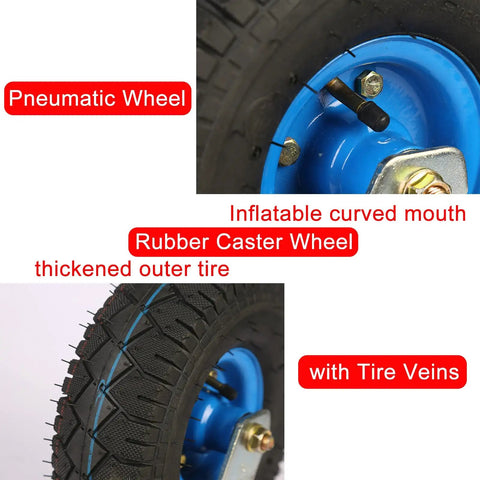 Tough As Nails Heavy Duty Industrial Casters With 8In And 10In Pneumatic Rubber Tires displaying dual ball bearings and thickened outer tire.