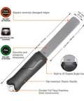 Dual Grit Diamond Sharpening Stone File With Angle Guide 220 And 600 Grit Tool Sharpener, labeled parts, black handle