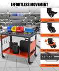 Smooth Rolling Welding Table And Heavy Duty Shop Workbench With Ball Bearing Caster Wheels, 36 By 24 Inch with tool organization.