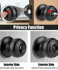 Privacy function of 12 Pack Matte Black Privacy Door Knobs With Hardware For Bedroom And Bath, Keyless Lockset, Easy Install