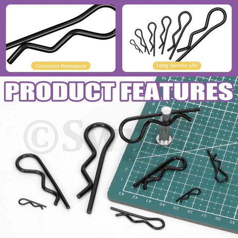 Must-Have 145-Piece Cotter Pin Kit Do-It-All Set With 6 Sizes, shown on a work mat, featuring zinc plated carbon steel pins.