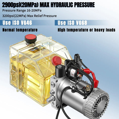 Beefy 4 Quart Hydraulic Power Unit For Dump Trucks And Trailers With 12V DC Electric Pump Single Acting 1600W Up To 2900 Psi