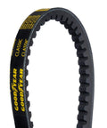 Industrial Grade Classic Cogged V Belt With Static Conductive Material, Long Life EPDM Rubber, Meets Or Exceeds OEM Specs, Quiet Operation, Workhorse Heavy Duty Drive For Machinery And Equipment, Operating Temperature From Minus 31F To 248F, black cogged belt close-up