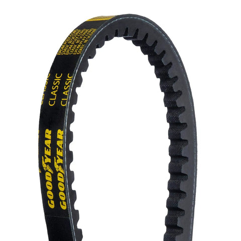 Industrial Grade Classic Cogged V Belt With Static Conductive Material, Long Life EPDM Rubber, Meets Or Exceeds OEM Specs, Quiet Operation, Workhorse Heavy Duty Drive For Machinery And Equipment, Operating Temperature From Minus 31F To 248F, black cogged belt close-up