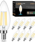 Dimmable E12 LED Candle Bulb 4000K Daylight For Chandeliers And Ceiling Fans, Vintage B11 Clear Glass, Pack Of 8 display