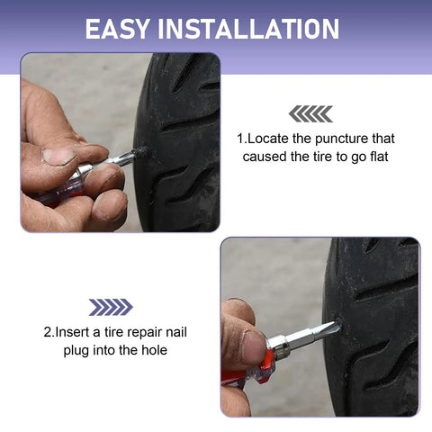 Easy installation using Must Have Tire Repair Kit 101 Pcs Spiral Rubber Studs And Screw Plugs for quick DIY fixes on a car tire