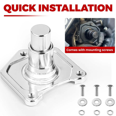 Chrome Bolt-On Starter Push Button Solenoid Cover For Harley Evo Twin Cam And Most 1.2/1.4 kW Aftermarket Starters, Easy Backup Start System For Quick, Smooth Cranks. chrome aluminum cover with mounting screws