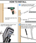 Diagram showing installation steps for the 30 Pair Set 1/8 Inch Cable Railing Kit With Swage Toggle Turnbuckle Hardware.
