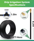 66 Ft Drip Irrigation Kit With Dope 20 Piece 360 Degree Adjustable Misting Nozzles And 0.3 Inch Hose specifications chart