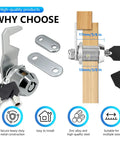 Five Eighth Inch Toolbox Lock With Keys Keyed Alike Tubular Cam Lock Zinc Alloy shown with components and measurements