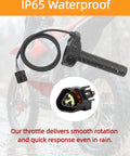 Full Twist Throttle Upgrade For Surron Electric Dirt Bike Waterproof E Bike Throttle Grips Kit showing rain resistance
