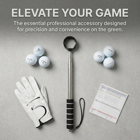 Telescopic Golf Ball Retriever For Water 9ft Extendable Ball Grabber Tool With Dual Sided Pickup, golf balls, glove, scorecard