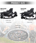 TOBWOLF hydraulic MTB disc brake set size diagram: front caliper F160/F140 and rear caliper F180/F160 with 160 mm rotors