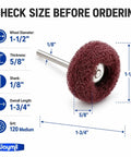 1 1/2 Inch Medium Grit Satin Finish Abrasive Buff Wheel With 1/8 Inch Shank Mounted For Rotary Tools and Flex Shaft.