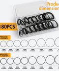 180 Piece Watch Gasket Kit O Rings 18 Sizes 16-30mm Rubber Seals for Watch Back Case Waterproof Repair and Replacement DIY Set