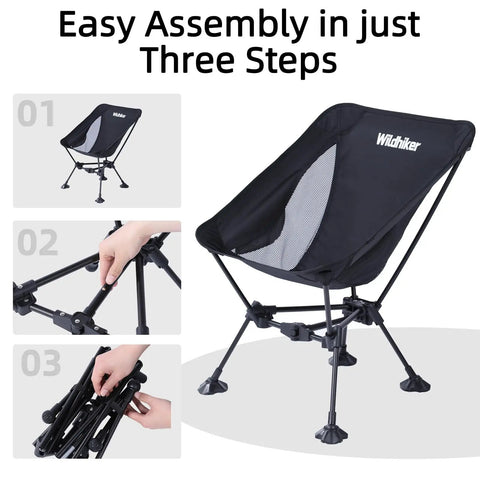 Ultralight Backpacking Chair For Adults With Pouch, Folding Camping Chair Weighs 2.8 Lbs, easy setup demonstration