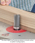 Top Shelf Carbide Tipped Plunging Template Router Bit 3 Piece Set 1/2 Shank 1-1/8 Cut Diameter routing wood for smooth surface finish.