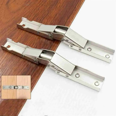 Adjustable Door Hinge Set Self Supporting Cabinet Door Flap 90 Degree Table Holder Hinge on wood surface, 2 pack