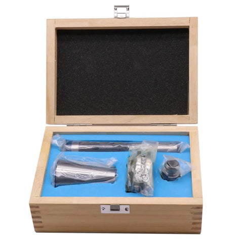 Heavy Duty Cat40 Atc Alignment Gage And Tool Holder Set Built Badass With Premium Hardened Steel in wooden box with blue foam.