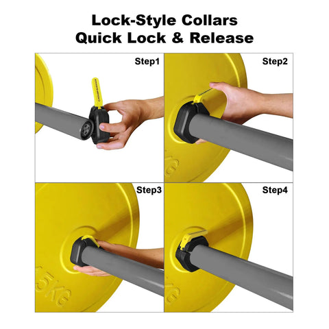Installation steps for 2 Inch Olympic Barbell Clamps With Non Slip Quick Release Collars For Heavy Lifts Grippy Weight Plate Holders