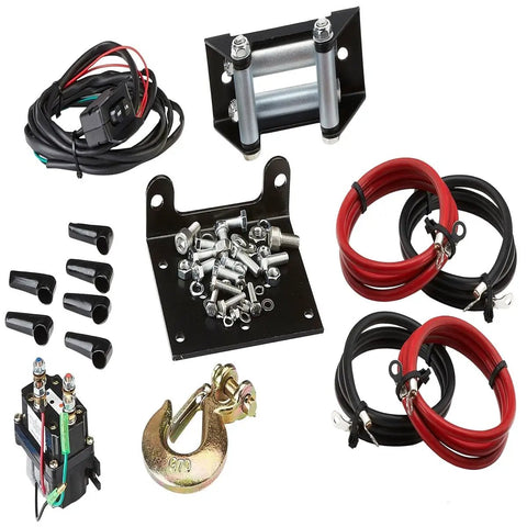 Midnight 4500lb Waterproof Wireless Winch For ATV UTV With 50 Feet Black Synthetic Rope Rugged Off Road Recovery Gear Easy Wireless Control kit with wiring, hook, mount, and hardware