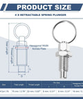 Zero Slack M12X1.75 Stainless Steel Spring Plunger With Pull Ring dimensions and specifications chart for jigs and cabinet hardware.