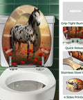 Elongated Toilet Seat Resin for Bathroom featuring a horse image, ideal for most elongated toilets.