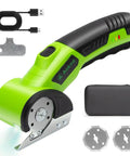 Cordless Electric Scissors With 2000mAh Rechargeable Battery And LED Light, Automatic Rotating Blade Cardboard Cutter For Boxes, Plastic Cloth Thin Carpet And Fabric Packaging, Includes Safety Lock And Replacement Part with charger and extra blades.