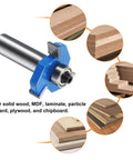 15/32 Inch Shank 3 Wing Carbide Router Bit With Ball Bearing Guide shown with various wood materials for slab flattening and milling.