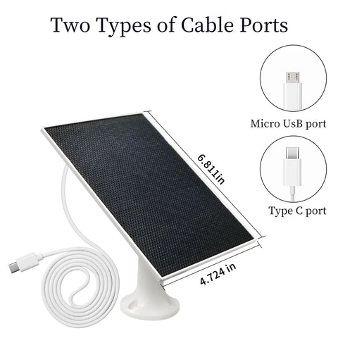 Power Your Outdoor Security Camera With This Type C And Micro USB Solar Panel Charger Rechargeable Battery Ready Adjustable Mount ETFE