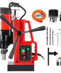 Magnetic Drill Press 110V Portable Power Drill With 2 Inch Boring Capacity 550 RPM Heavy Duty Metalworking Tool Includes Drill Bits.